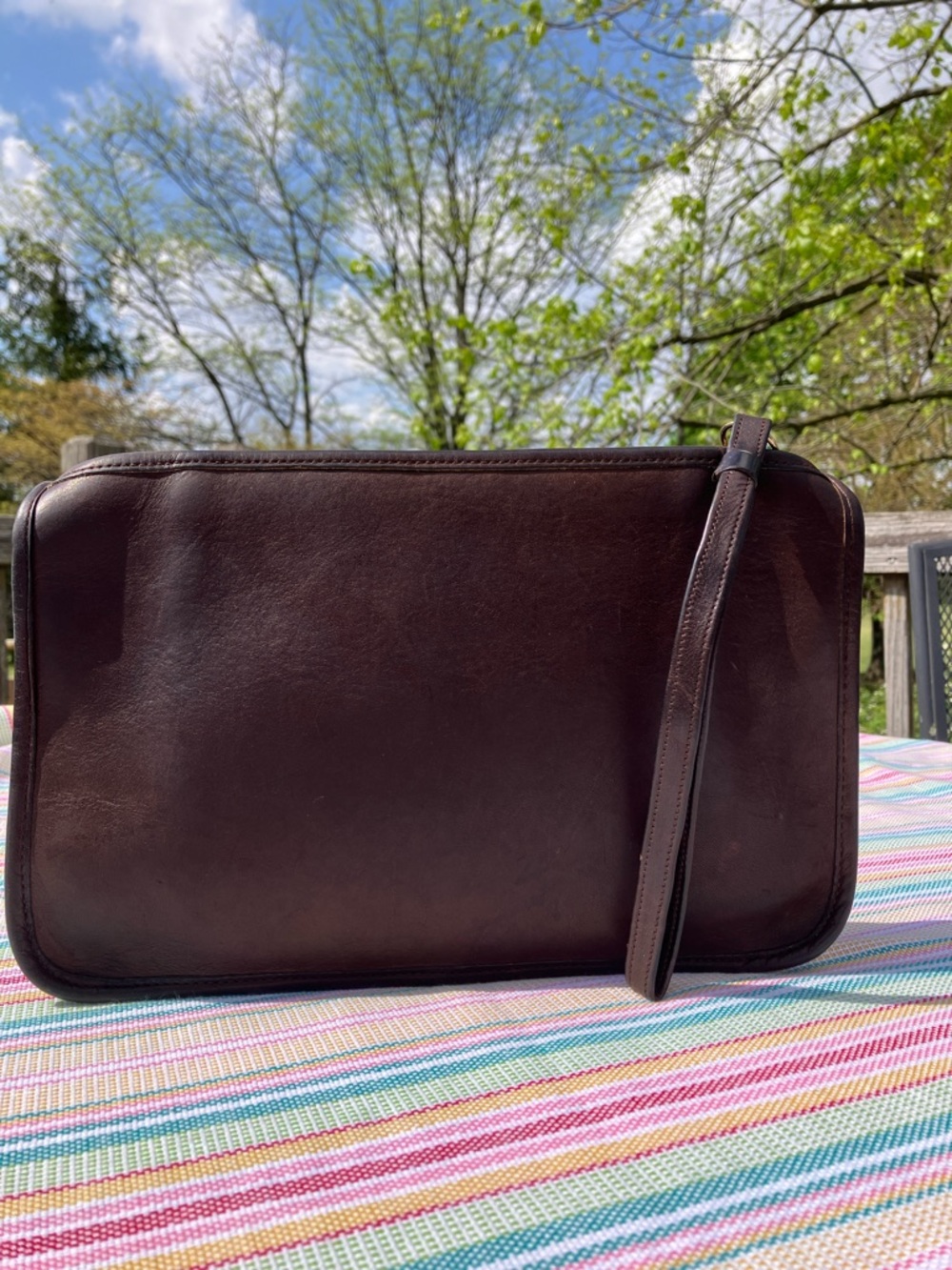 Coach Vintage Mocha Brown Leather Basic Bag Wristlet Clutch NYC